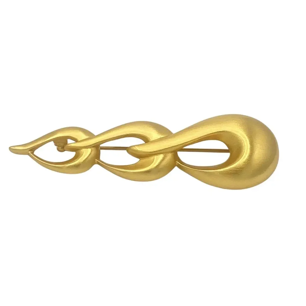 Monet Vintage Gold Tone Abstract Modernist Brooch Pin Signed 3”